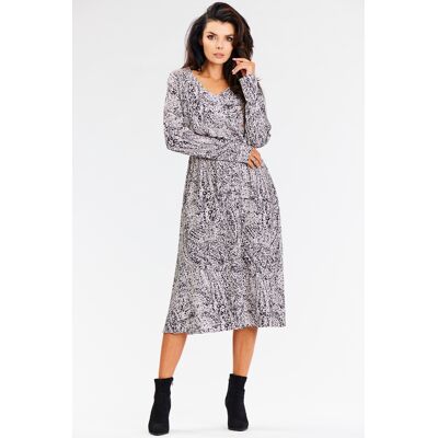 Awama Woman'S Dress A666 White/black Šedá Xl Awama Woman'S Dress A666 White/black Šedá Xl