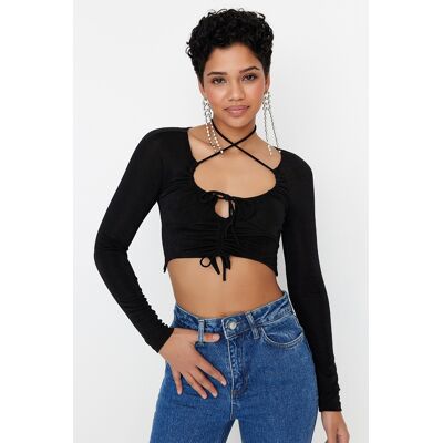 Dámsky Top Trendyol Crop Čierna 36 Dámsky Top Trendyol Crop Čierna 36