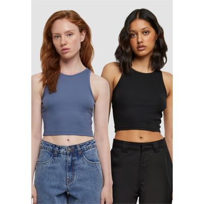 Urban Classics Women'S Cropped Rib Top - 2 Pack Blue+black Modrá 3xl Urban Classics Women'S Cropped Rib Top - 2 Pack Blue+black Modrá 3xl
