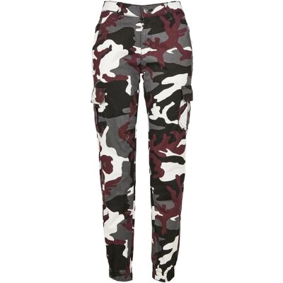 Urban Classics Camo Cargo Women'S High Waisted Trousers With Burgundy Mask Čierna 27 Urban Classics Camo Cargo Women'S High Waisted Trousers With Burgundy Mask Čierna 27