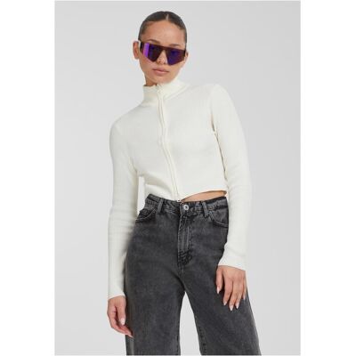 Urban Classics Women'S Sweater With A Zipper With Cropped Rib Knit Whitesand Šedá 5xl Urban Classics Women'S Sweater With A Zipper With Cropped Rib Knit Whitesand Šedá 5xl