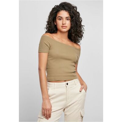 Urban Classics Women'S T-Shirt In Khaki Color With A Buttoned Shoulder Šedá 3xl Urban Classics Women'S T-Shirt In Khaki Color With A Buttoned Shoulder Šedá 3xl