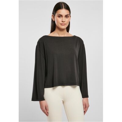 Urban Classics Women'S Short Modal Neckline Bateau With Long Sleeves, Black Šedá Xl Urban Classics Women'S Short Modal Neckline Bateau With Long Sleeves, Black Šedá Xl