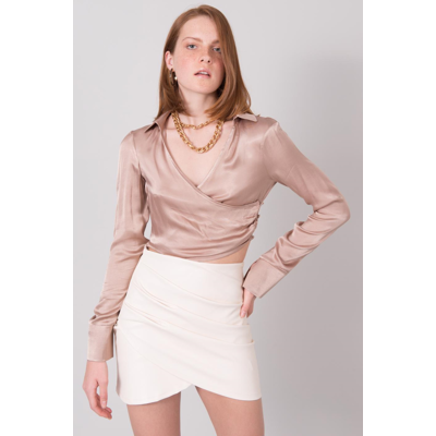 Fashionhunters Béžová Blúzka S Golierom Bsl Ružová M Fashionhunters Béžová Blúzka S Golierom Bsl Ružová M