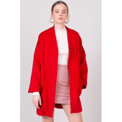 Fashionhunters Červený Kabát Bez Zapínania Bsl Červená S Fashionhunters Červený Kabát Bez Zapínania Bsl Červená S