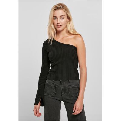 Urban Classics Women'S Sweater With Short Ribbed Knit With One Sleeves, Black Čierna 5xl Urban Classics Women'S Sweater With Short Ribbed Knit With One Sleeves, Black Čierna 5xl