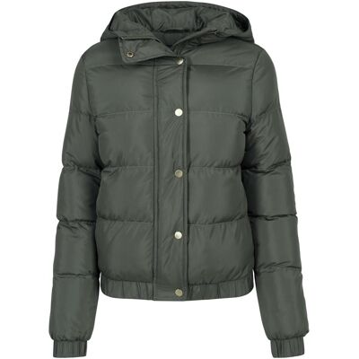 Urban Classics Dámska Páperová Bunda S Kapucňou - Tmavá Olivová Šedá S Urban Classics Dámska Páperová Bunda S Kapucňou - Tmavá Olivová Šedá S