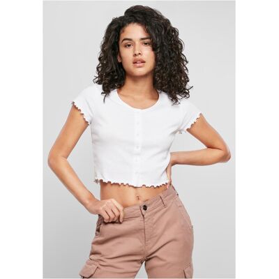 Urban Classics Women'S T-Shirt With Button Fastening, White Biela Xxl Urban Classics Women'S T-Shirt With Button Fastening, White Biela Xxl