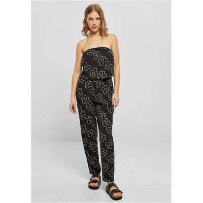 Urban Classics Women'S Jumpsuit Made Of Viscose Bandeau Blackflower Čierna Xs Urban Classics Women'S Jumpsuit Made Of Viscose Bandeau Blackflower Čierna Xs