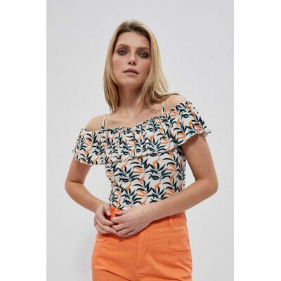 Marisse Strappy Blouse With Ruffles L-Ts-3773 L.Beige Čierna Xs Marisse Strappy Blouse With Ruffles L-Ts-3773 L.Beige Čierna Xs