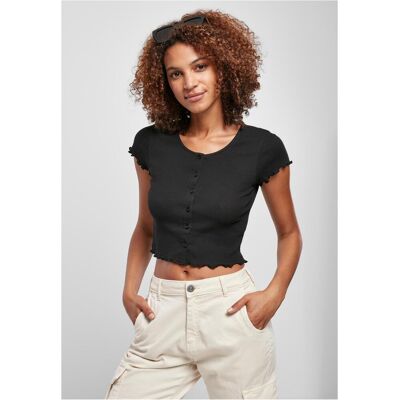Urban Classics Women'S T-Shirt With Buttons, Black Čierna S Urban Classics Women'S T-Shirt With Buttons, Black Čierna S
