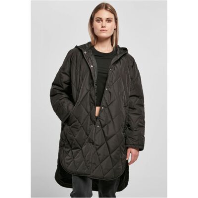Urban Classics Dámsky Oversized Diamantový Prešívaný Kabát S Kapucňou Čierny Šedá Xs Urban Classics Dámsky Oversized Diamantový Prešívaný Kabát S Kapucňou Čierny Šedá Xs