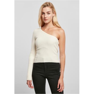 Urban Classics Women'S Sweater With Short Rib Knit With One Sleeve Whitesand Biela L Urban Classics Women'S Sweater With Short Rib Knit With One Sleeve Whitesand Biela L