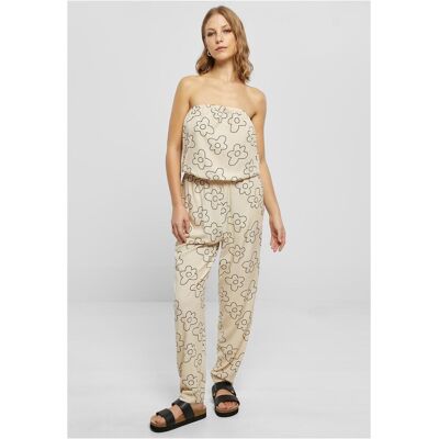 Urban Classics Women'S Bandeau Viscose Jumpsuit With Seagrass Flower Krémová Xxl Urban Classics Women'S Bandeau Viscose Jumpsuit With Seagrass Flower Krémová Xxl