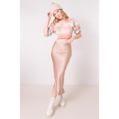 Fashionhunters Béžová Sukňa Vyrobená Z Viskózy Bsl Ružová M Fashionhunters Béžová Sukňa Vyrobená Z Viskózy Bsl Ružová M