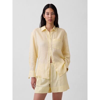 Gap Oversized Ľanová Košeľa Žltá L Gap Oversized Ľanová Košeľa Žltá L