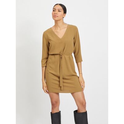 Khaki Šaty S Kravatou Vila Lovie - Ženy Hnedá S Khaki Šaty S Kravatou Vila Lovie - Ženy Hnedá S