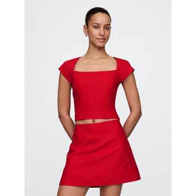 Gap Linen Crop Top - Women'S Červená M Gap Linen Crop Top - Women'S Červená M