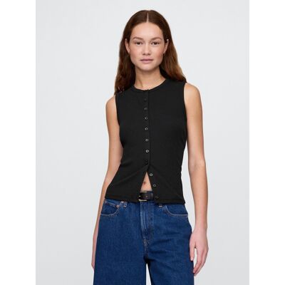 Gap Ribbed Cardigan Vest - Women'S Čierna Xl Gap Ribbed Cardigan Vest - Women'S Čierna Xl
