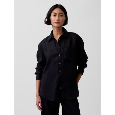 Dámska Ľanová Oversize Košeľa Gap Čierna L Dámska Ľanová Oversize Košeľa Gap Čierna L