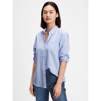 Gap Košeľa Fitted Boyfriend Shirt In Oxford Modrá Šedá Xxs Gap Košeľa Fitted Boyfriend Shirt In Oxford Modrá Šedá Xxs