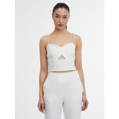 Krémový Dámsky Crop Top Orsay Biela 40 Krémový Dámsky Crop Top Orsay Biela 40