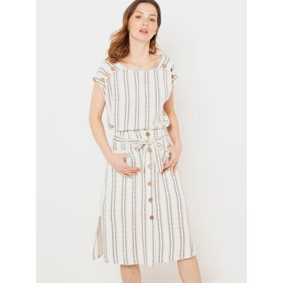 Cream Striped Blouse Camaieu - Women Biela S Cream Striped Blouse Camaieu - Women Biela S
