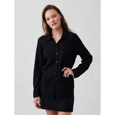 Gap Oversize Ľanová Košeľa Čierna S Gap Oversize Ľanová Košeľa Čierna S