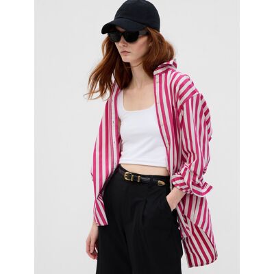 Bielo-Ružová Dámska Pruhovaná Oversized Košeľa Gap Xxs Bielo-Ružová Dámska Pruhovaná Oversized Košeľa Gap Xxs