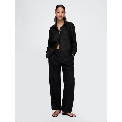 Gap Linen Trousers Wide - Women'S Čierna Xxs Gap Linen Trousers Wide - Women'S Čierna Xxs