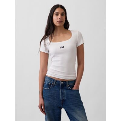 Gap Rebrované Tričko S Logom Biela S Gap Rebrované Tričko S Logom Biela S