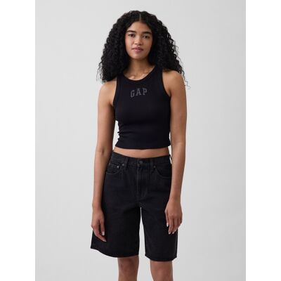 Gap Ribbed Tank Top With Logo - Women'S Čierna Xxs Gap Ribbed Tank Top With Logo - Women'S Čierna Xxs