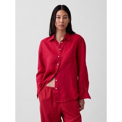 Gap Ľanová Oversize Košeľa Červená Xl Gap Ľanová Oversize Košeľa Červená Xl
