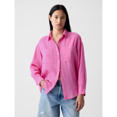 Ružová Dámska Mušelínová Oversize Košeľa Gap Fuchsiová Xl Ružová Dámska Mušelínová Oversize Košeľa Gap Fuchsiová Xl
