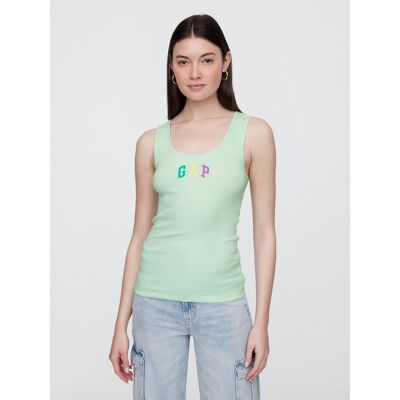 Gap Ribbed Tank Top With Logo - Women'S Kaki M Gap Ribbed Tank Top With Logo - Women'S Kaki M