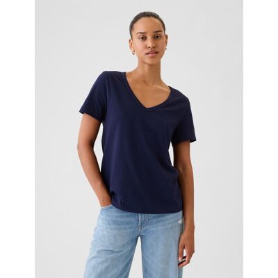 Gap Tričko Organic Vintage V-Neck Modrá Čierna Xs Gap Tričko Organic Vintage V-Neck Modrá Čierna Xs