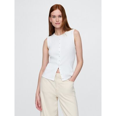 Gap Ribbed Cardigan Vest - Women'S Biela Xl Gap Ribbed Cardigan Vest - Women'S Biela Xl