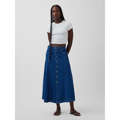 Denim Maxi Sukňa S Gombíkmi Gap Modrá 28 Denim Maxi Sukňa S Gombíkmi Gap Modrá 28