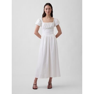 Gap Ľanové Maxi Šaty S Vreckami Biela Xl Gap Ľanové Maxi Šaty S Vreckami Biela Xl