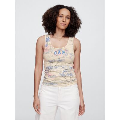 Gap Ribbed Tank Top With Logo - Women'S Krémová S Gap Ribbed Tank Top With Logo - Women'S Krémová S
