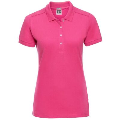 Modré Dámske Elastické Polo Tričko Russell Fuchsiová L Modré Dámske Elastické Polo Tričko Russell Fuchsiová L