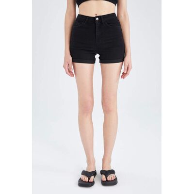 Defacto Regular Waist Folded Jean Shorts Čierna 34 Defacto Regular Waist Folded Jean Shorts Čierna 34