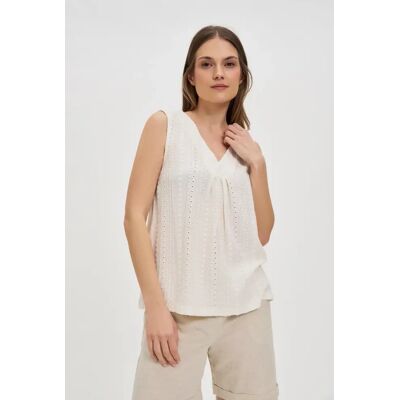 Marisse Ecru V-Neck Top Kaki M Marisse Ecru V-Neck Top Kaki M