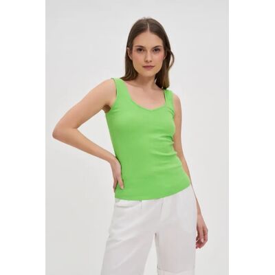 Marisse Green Ribbed Top Biela M Marisse Green Ribbed Top Biela M