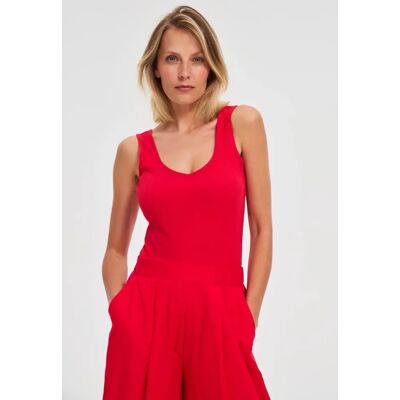 Marisse Red Ribbed Top Červená M Marisse Red Ribbed Top Červená M