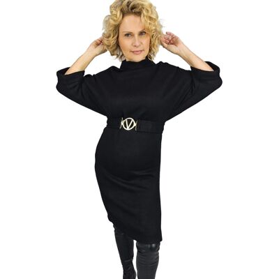 Pri Knitted Midi Dress With Belt And Bat Sleeves Alena Čierna Xxl Pri Knitted Midi Dress With Belt And Bat Sleeves Alena Čierna Xxl