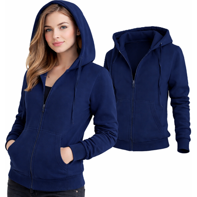 Dámska Mikina J.Style Na Zips S Kapucňou Modrá Xl Dámska Mikina J.Style Na Zips S Kapucňou Modrá Xl