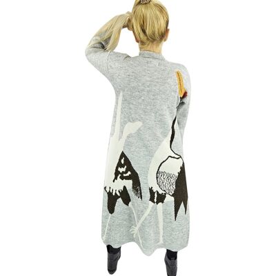 Long Cardigan Sweater Bird Print Cashmere Grace Biela M Long Cardigan Sweater Bird Print Cashmere Grace Biela M