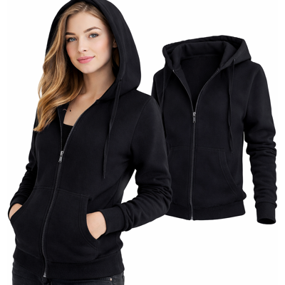 J.STYLE Dámska Mikina Na Zips S Kapucňou Čierna M J.STYLE Dámska Mikina Na Zips S Kapucňou Čierna M
