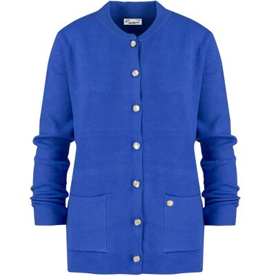 Pri Classic Warm Thick Short Cardigan Sweater Emilia Decorative Buttons Modrá S Pri Classic Warm Thick Short Cardigan Sweater Emilia Decorative Buttons Modrá S
